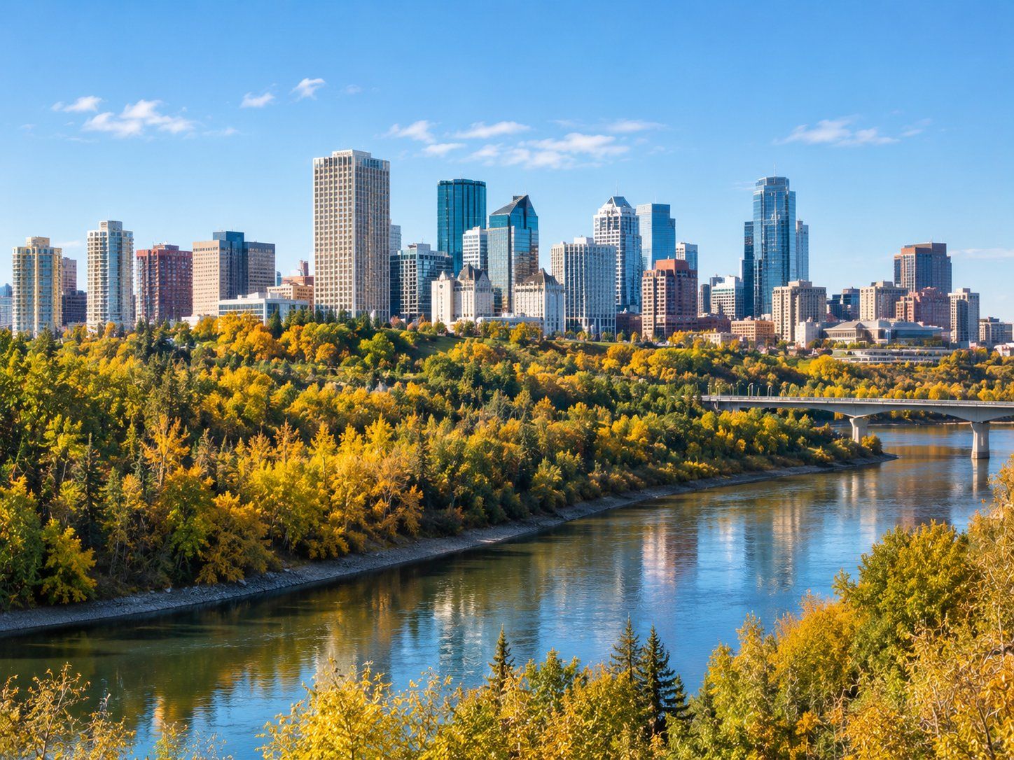 The Edmonton skyline and river valley