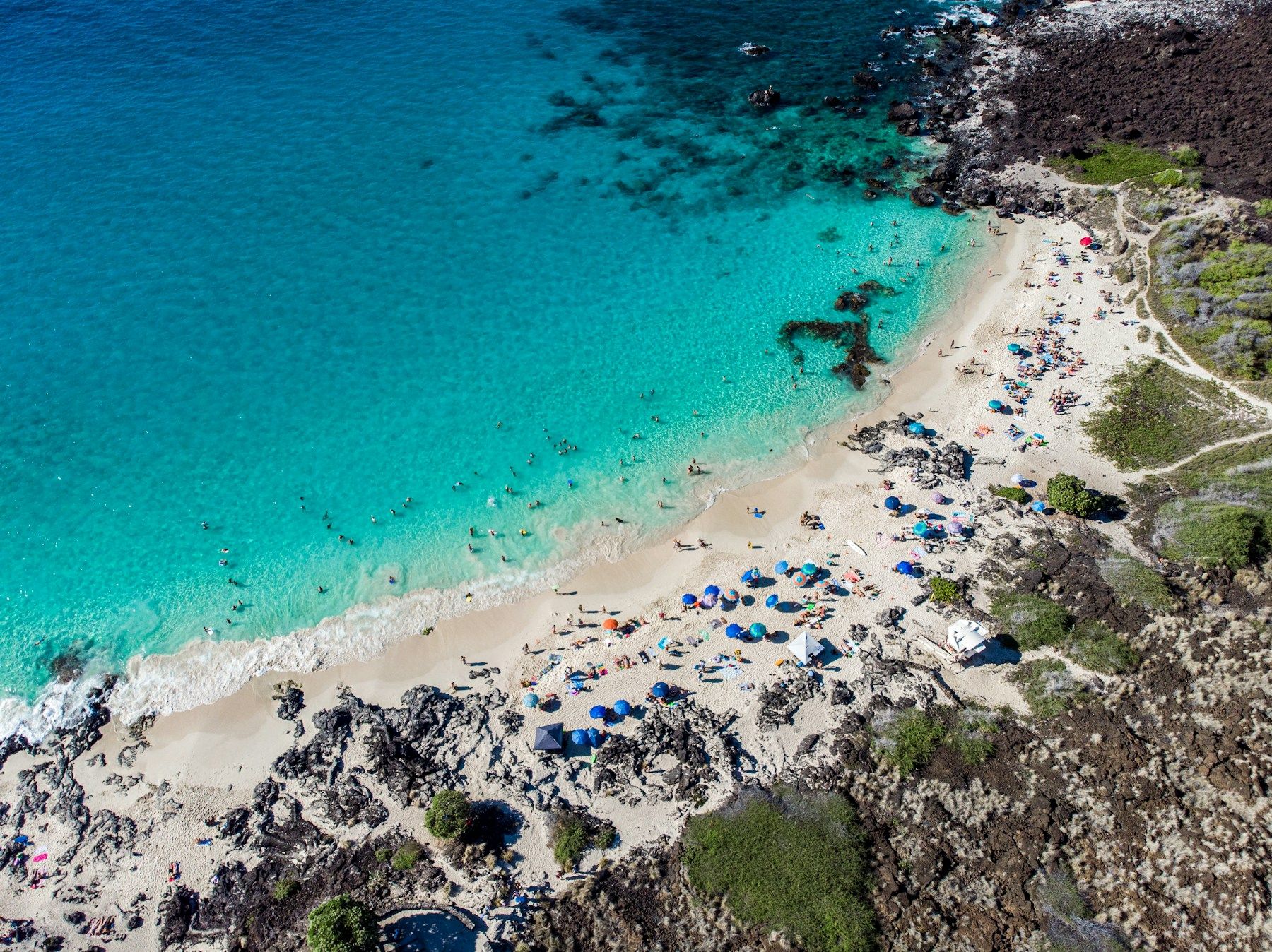 A white sand beach on the Kona coast